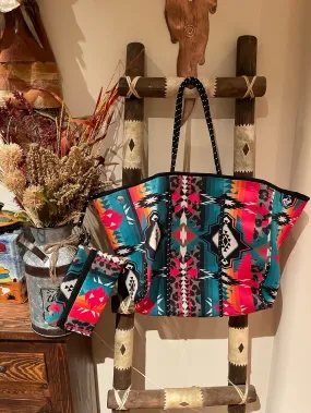 XL Serape aztec TOTE & WRISTLET